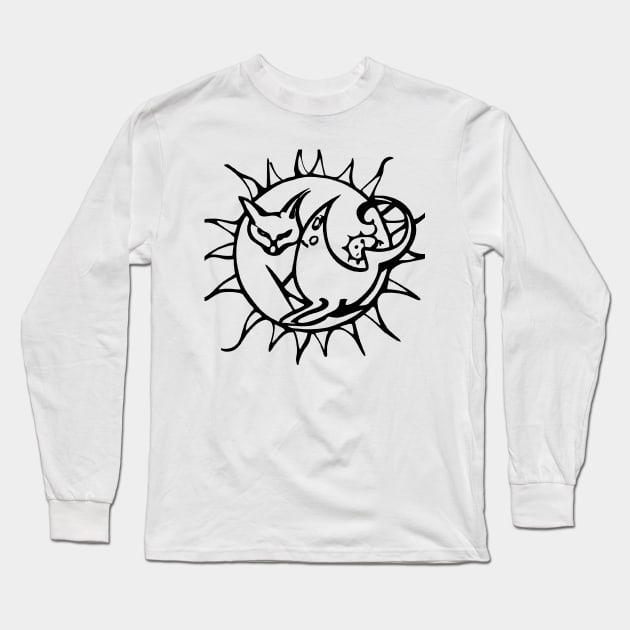 cat sitting inside the sun Long Sleeve T-Shirt by lazykitty